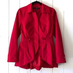 Sandro Studio Red Feminine Ruffle Trim Jacket Size Small